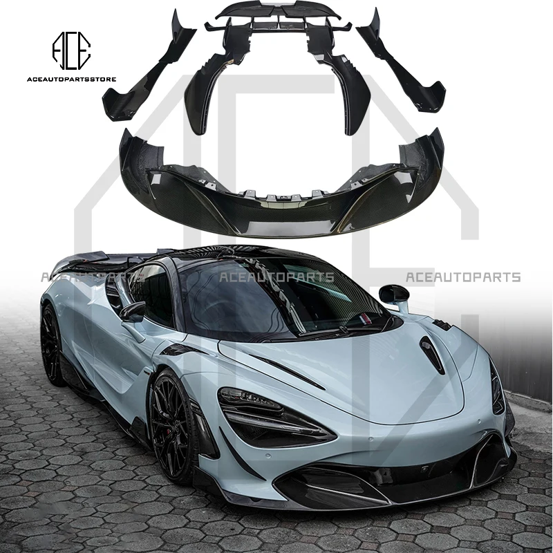 RYFT Style Dry Carbon Fiber Body Kit Front Lip Spoiler Side Skirts Diffuser Fender For Mclaren 720S 2015-2019