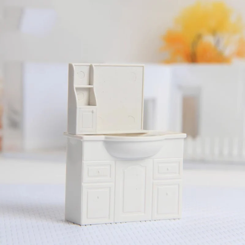 Lavabo en miniatura para casa de muñecas, lavabo de baño, Escena de gabinete para casa de muñecas, muebles de bricolaje, juguetes, accesorios de decoración