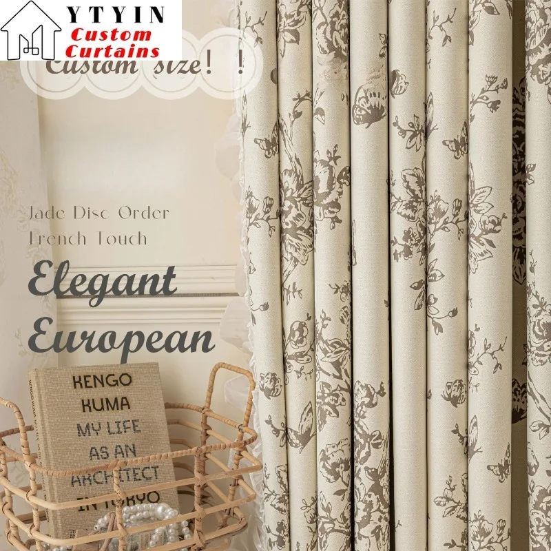 

Custom Size！！European Printed Retro Romantic Jade Butterfly Makes Luxury High Blackout Curtains for Living Dining Room Bedroom