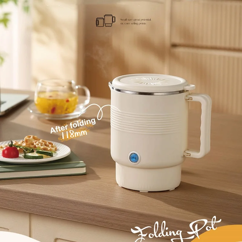 Многофункциональный горшок 600 Вт, портативный складной электрический чайник, чайник из нержавеющей стали 304, чайник для кипячения, 2 регулировки передач, быстрая чашка для молока, 800 мл