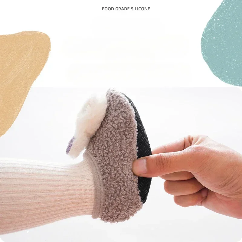 Kawaii Autumn Winter Floor Socks with Cute Rabbit Doll for Infant Baby Thickened Non-slip Indoor Children First Walking Socks