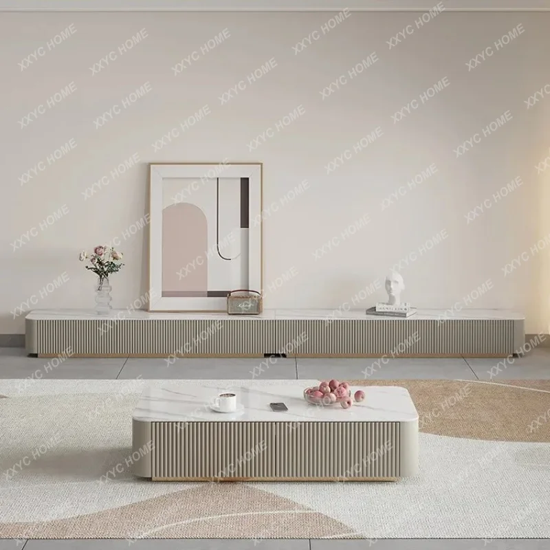 XX light luxury modern simple rock slab coffee table TV cabinet household floor square coffee table
