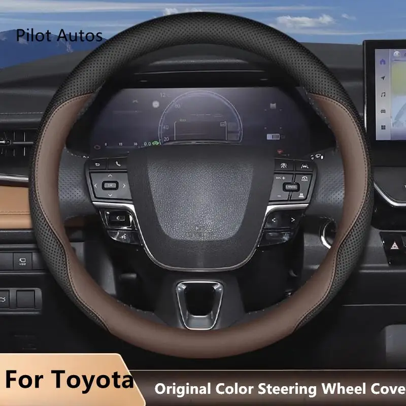 Original Colour For Toyota Steering Wheel Cover Leather Breathe Nappa For Toyota Camry Corolla Cross RAV4 Avalon Highlander