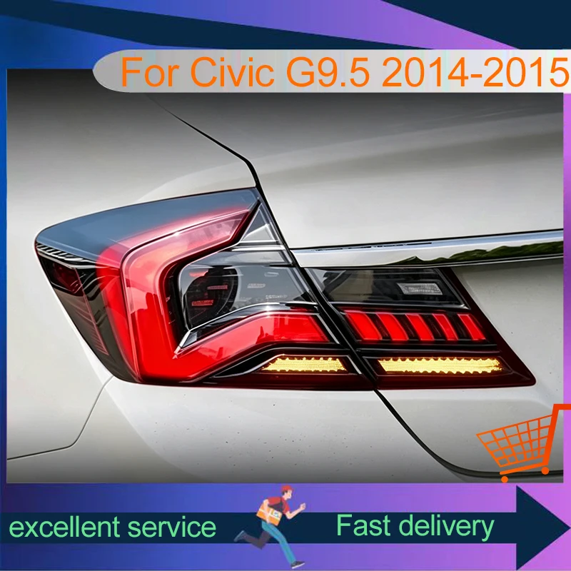 2PCS Lamps For Honda Civic G9 2014-2015 Tail Light DRL Brake Lamp Turn Signal Modified LED Taillight Plug And Play Car Accessory