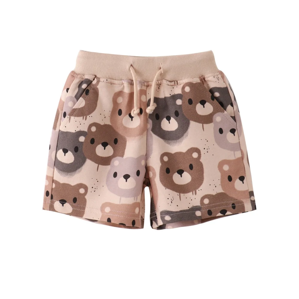 Jumping Meters Boys' Animal Bears Print Drawstring Shorts 2-7T Toddler Kids Summer Pants Hot Selling Children's Clothing