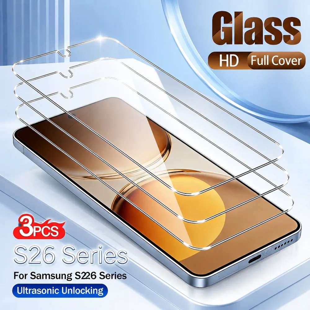 3 Stück gehärtetes Glas für Samsung Galaxy S26 Ultra S26+ S26 S26 FE Displayschutzfolie für Samsung Galaxy S25 Ultra S25+ S25 S25 Edge