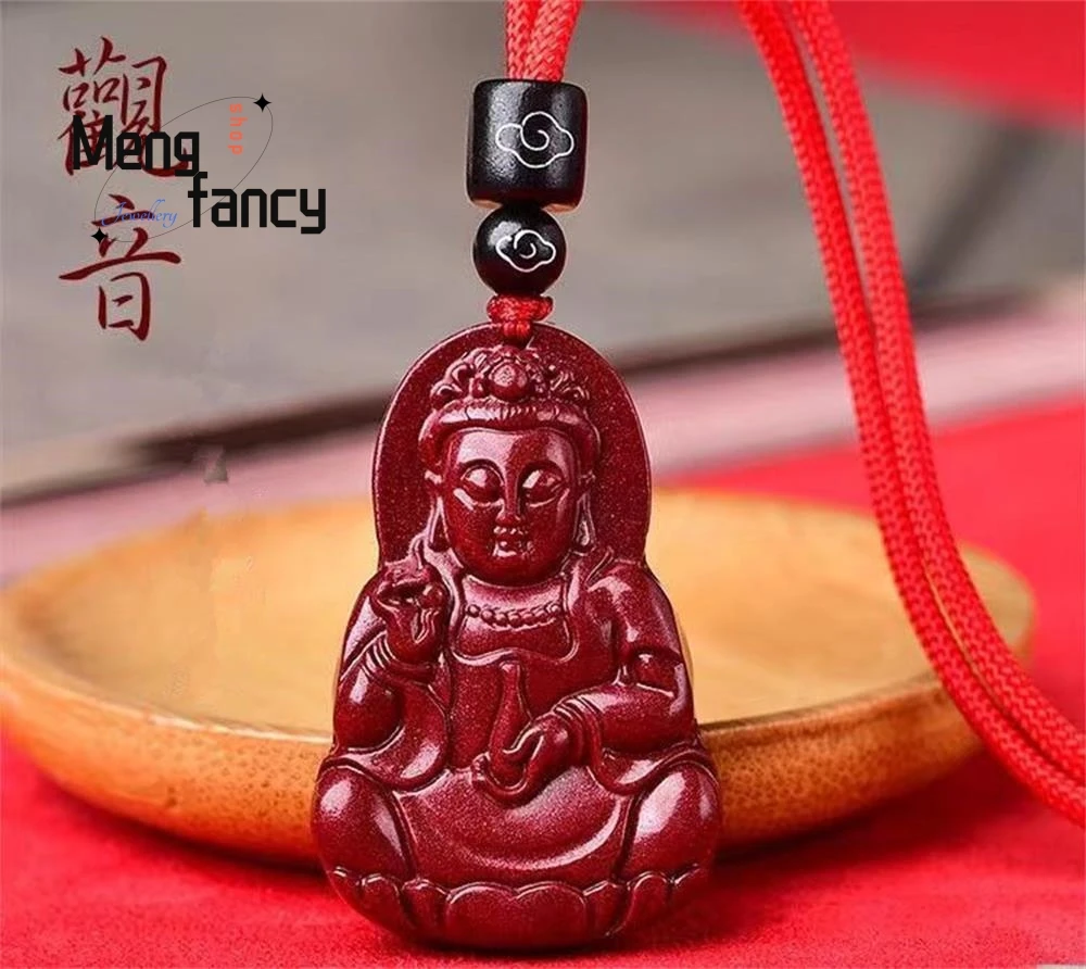 

Natural Cinnabar Purple Gold Sand Big Belly Maitreya Buddha Guanyin Pendant Couple Fashion Jewelry Simple Exquisite Holiday Gift