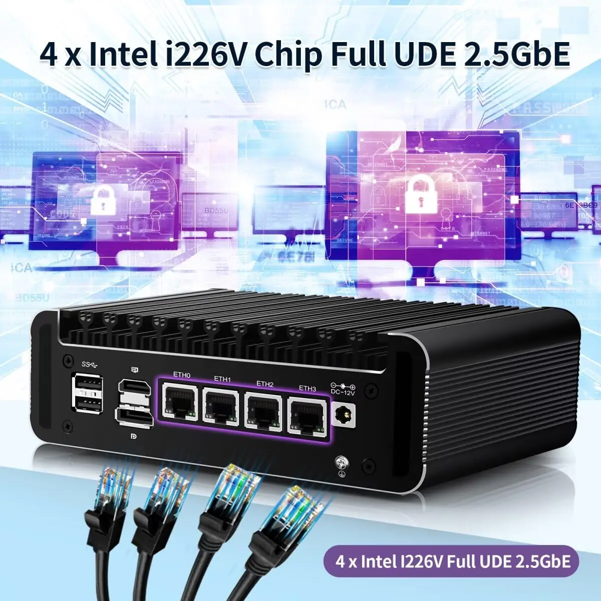 جهاز كمبيوتر صغير MNBOXCONET Firewall N100، كمبيوتر صغير بدون مروحة 4 × 2.5 جيجا بايت I226-V LAN، Barebone NO RAM NO SSD، Windows 11 Pro