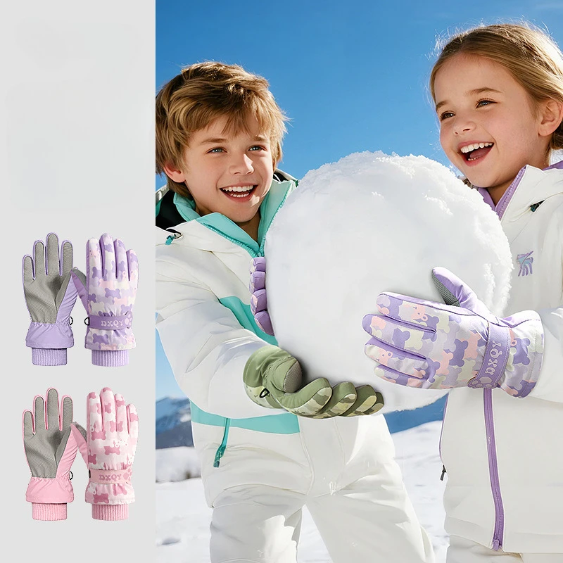 Ski Gloves Riding Winter Women Men Children Warm Water-proof Thickened Windproof Mountaineering Touch Screen Students