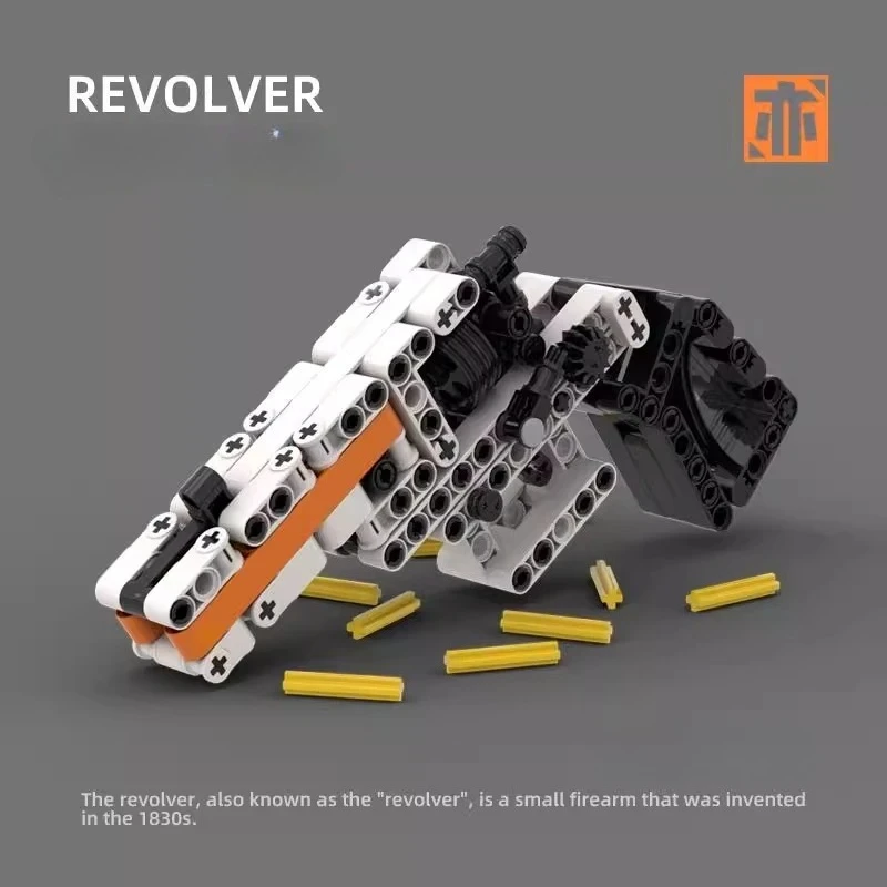 Technical Revolver Pistol Building Blocks Kit DIY Functional Revolver Gun Model Construction Bricks Shooting Toy Gift For Adult