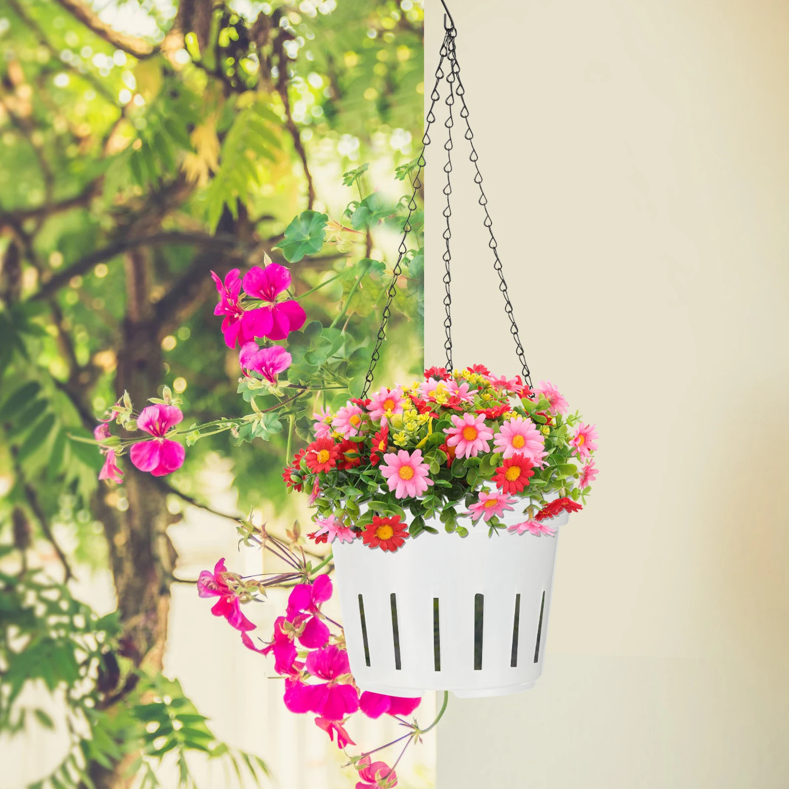 

2pcs Plastic Flower Pot Garden Supply Succulent Planting Container Durable Nursery Pots For Indoor Outdoor Hanging Planter Black