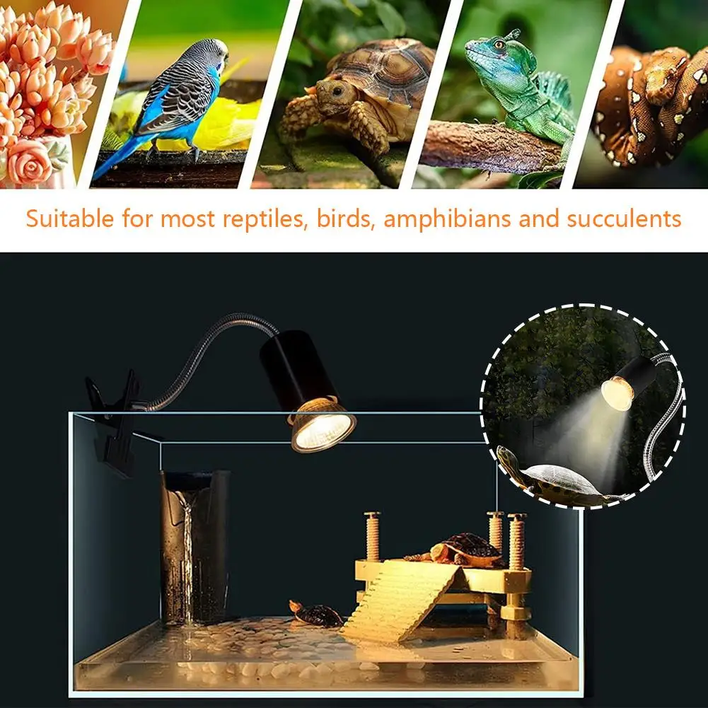 Turtle Sun Back Lamp Adjustable Heat Lamp Reptile Turtle Tank Accessories Suitable For Aquatic Animal And Plant Lighting I4S6