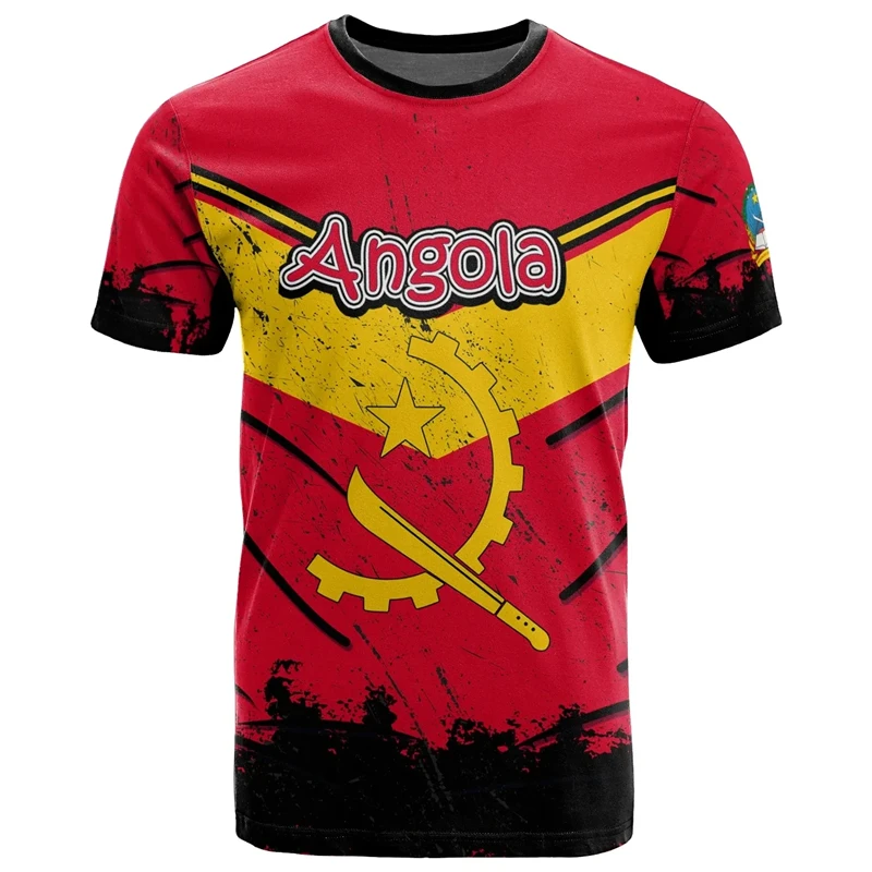 Angola Flag Summer Men\'s Tshirt Angolan National 3D Print T-Shirt Oversized GYM Tops Sports Fitness Short Sleeves Tee Shirts