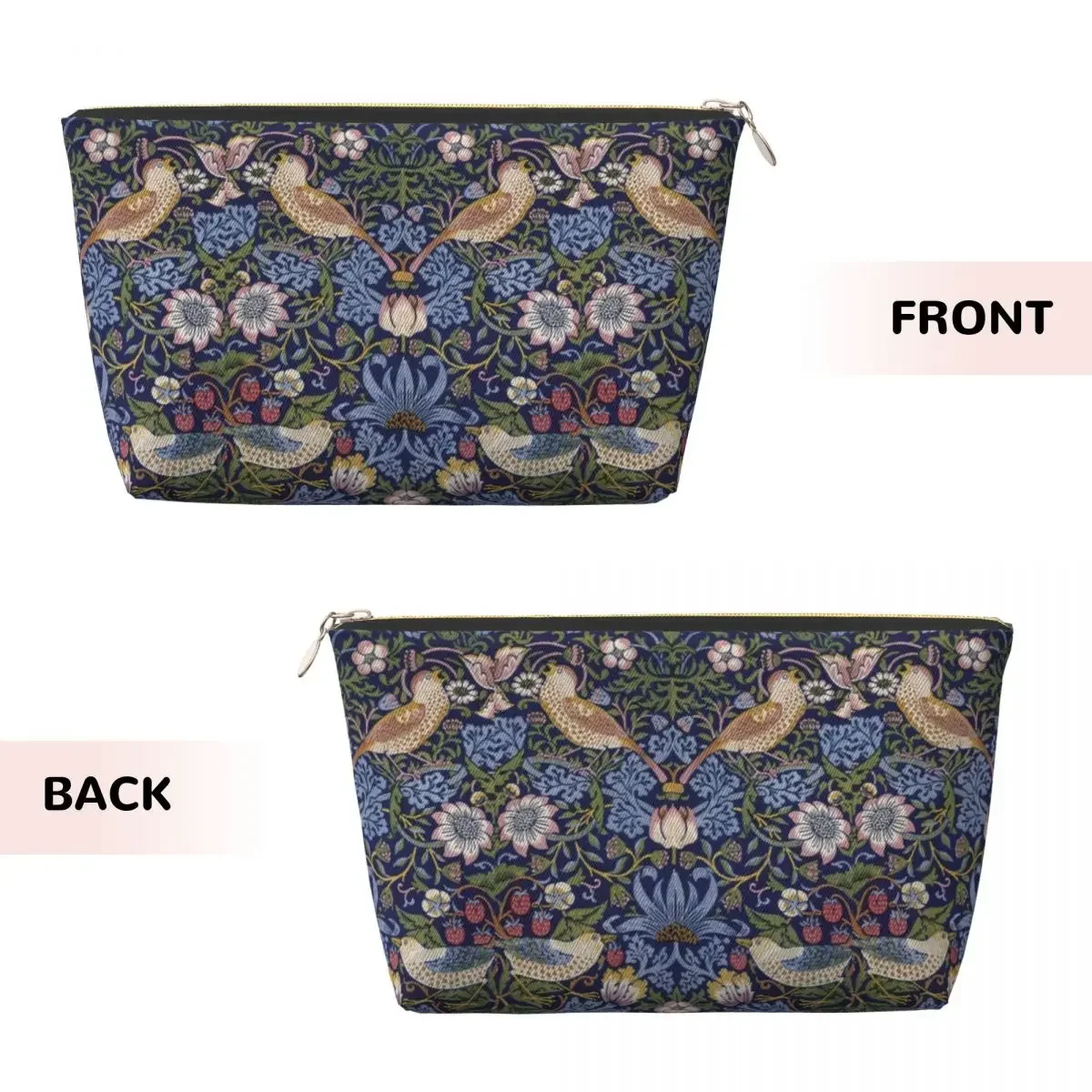 Custom William Morris Strawberry Thief Travel Cosmetic Bag Textile Pattern Makeup Toiletry Ladies Beauty Storage Dopp Kit