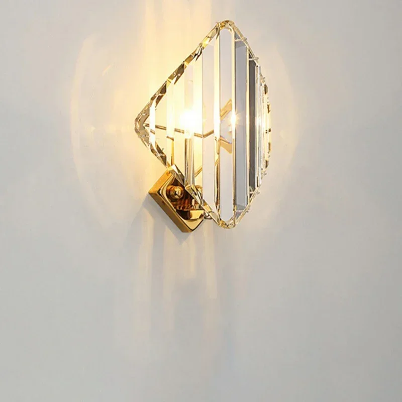 SANDYHA الشمال كريستال E14 مصابيح الحائط تصميم بسيط على الموضة لغرفة المعيشة غرفة نوم اللوح الأمامي دراسة الدرج الممر #4