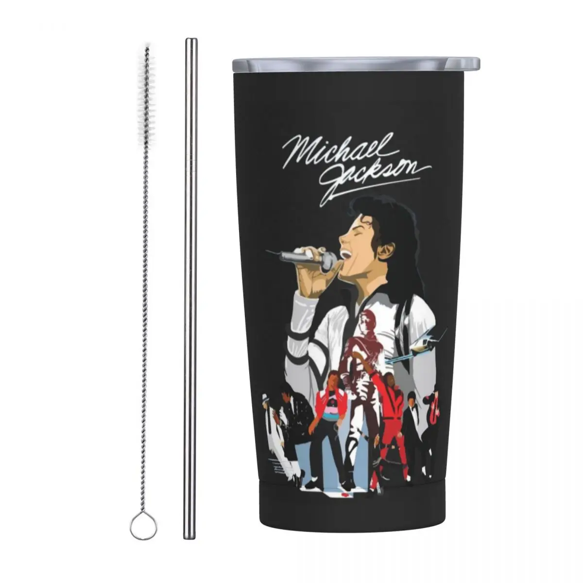 Michael Jackson Musicians Singers Dancers Stainless Steel Tumbler Vacuum Insulated Mugs Thermal Cold Bottle Straw With Lid 20oz