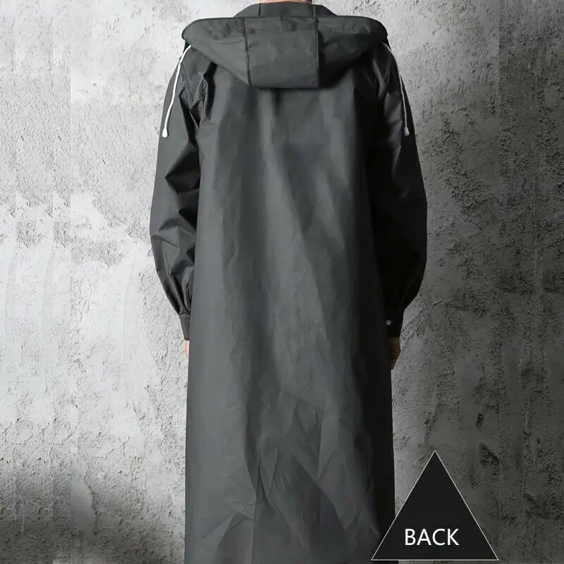 Long Black Raincoat Men Women EVA Trench Coat Adult Hooded Rain Jacket Camping Tour Climbing Thickened Waterproof Rainwear