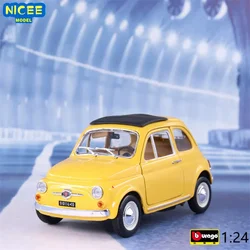 Bburago 1:24 1965 Fiat 500F Alloy Model Simulation Car Decoration Collection Gift Toy Birthday Present B802