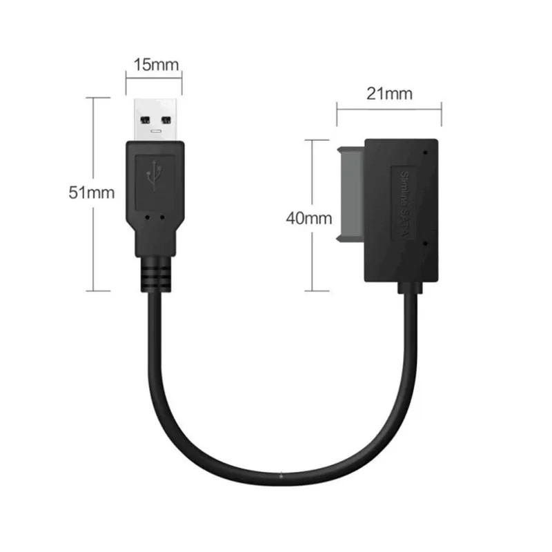 Adapter USB 2.0 na Mini Sata II 7+6 13Pin Kabel konwertujący Stały styl do laptopa CD/DVD ROM Slimline Drive HDD Adapter USB SATA