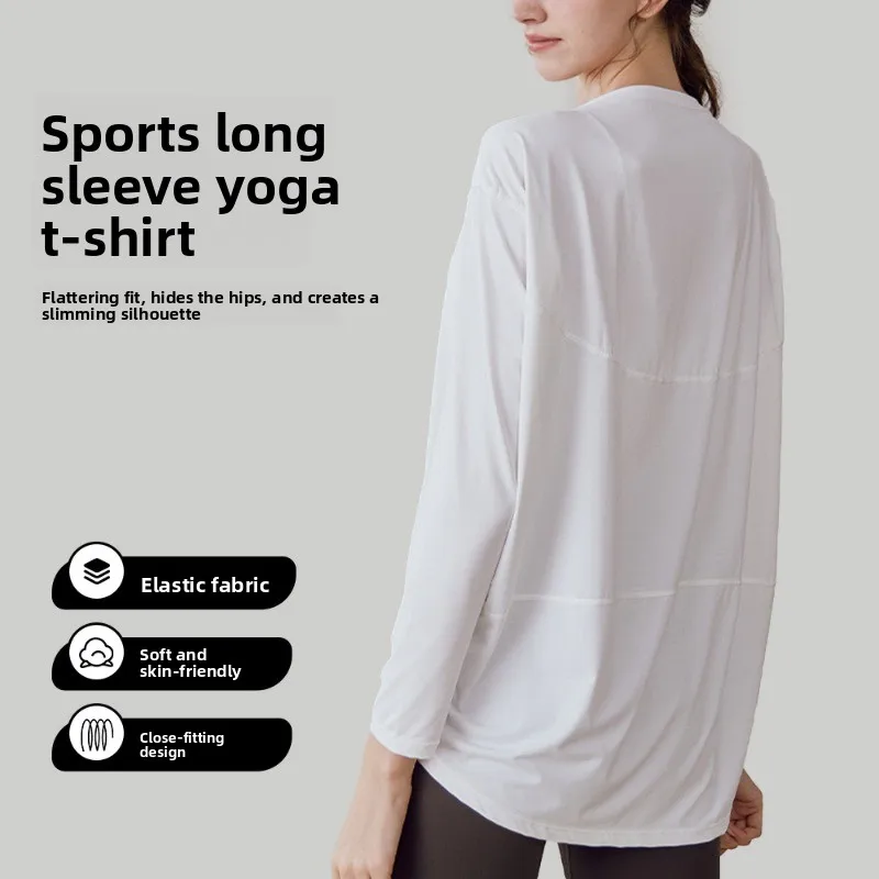 

Женские футболки с длинными рукавами для йоги, пилатеса, бега, спорта на открытом воздухе, свободные топы, дышащий мягкий топ для тренажерного зала, фитнеса и тренировок