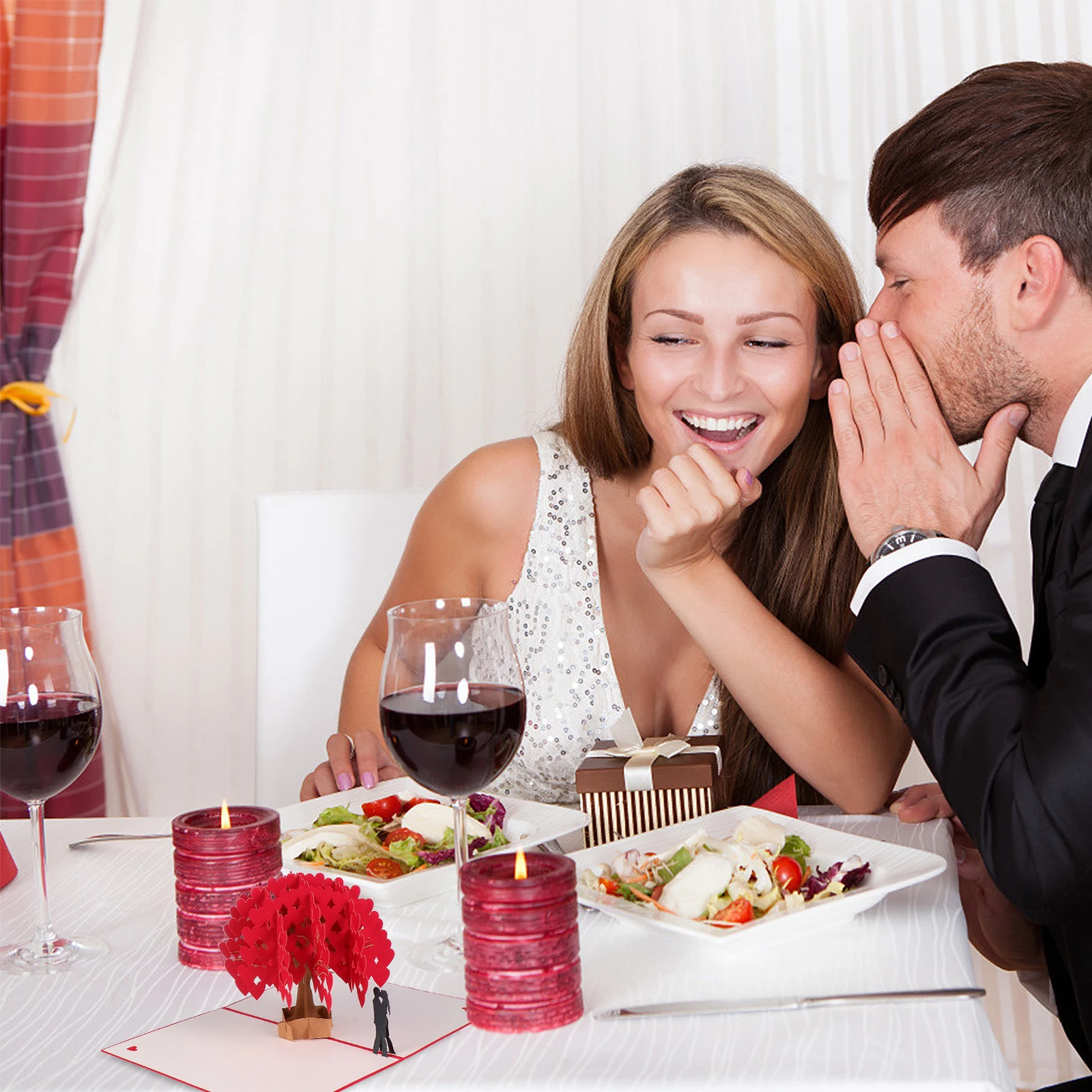 

Love Tree Greeting Card Festive Cards Pop-up 3D Message Romantic Pattern Paper Valentine's Day Creative Warm Design