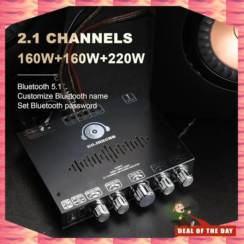 

24-часовая доставка DAJUNGUO, 1 комплект, S220HS, плата усилителя мощности Bluetooth, 2,1-канальный модуль усилителя мощности звука 12 В-38 В