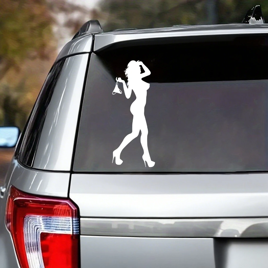 مجموعة ملصقات السيارة المثيرة للفتيات بتصميم صورة ظلية لجسم السيارة ونافذة وملصق تزيين جمالي تلقائي