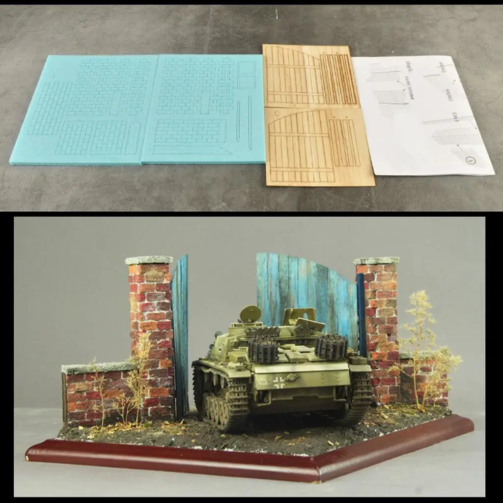 Kits de modelo de construção em escala 1/35, diorama de cena para materiais de construção de ferrovia modelo