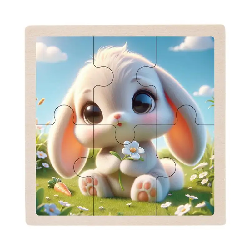 Wooden Puzzles For Adults Funny Kids Rabbit 6-piece Puzzle Board Game Animal Shaped Jigsaw Puzzles For Boys Girls Kids Home Car