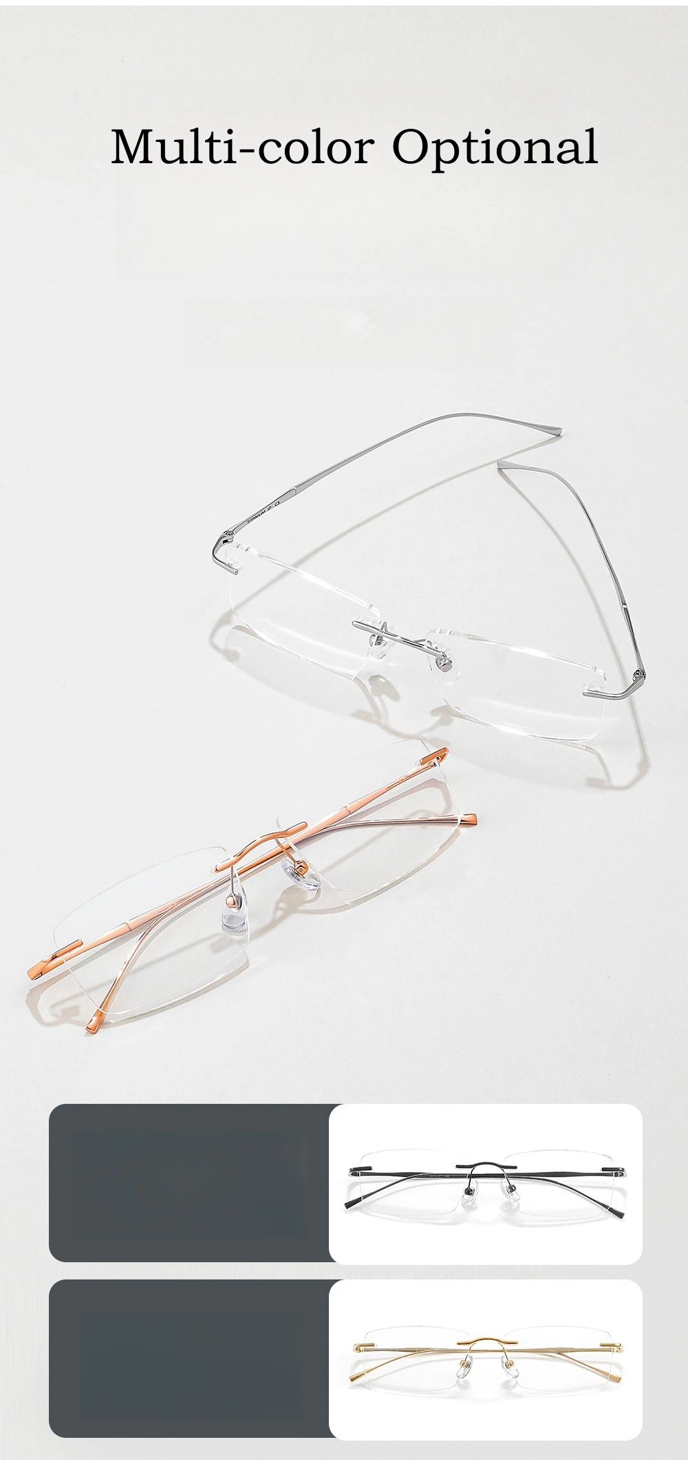 YIMARUILI Mode-Business Ultra-licht Reinem Titan Brillen Frauen Retro Quadrat Optische Verordnung Randlose Brille Rahmen Männer – Detail 4