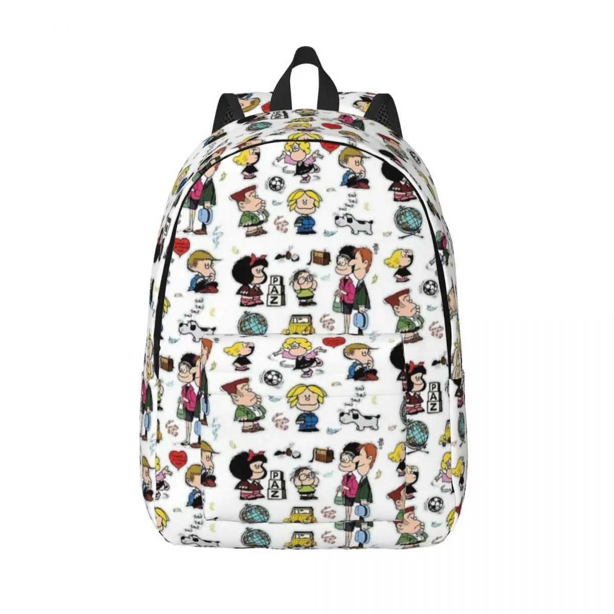 Mafalda e i suoi personaggi per uomo donna studente scuola Bookbag Daypack elementare High College leggero