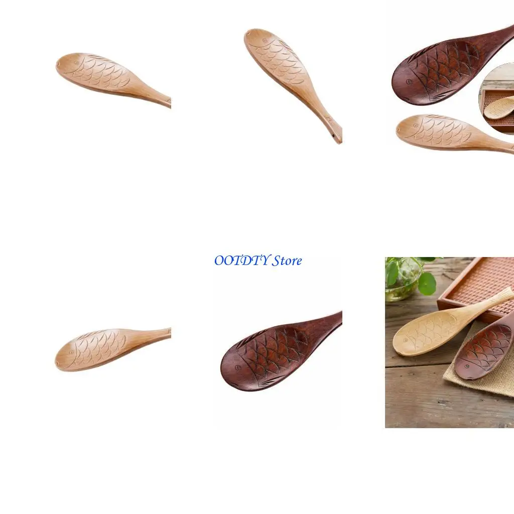 

367a уникальная рыба, резное деревянная порция, теплопроницаемая ручка кухонная инструмент многоцелевой дизайн компактный