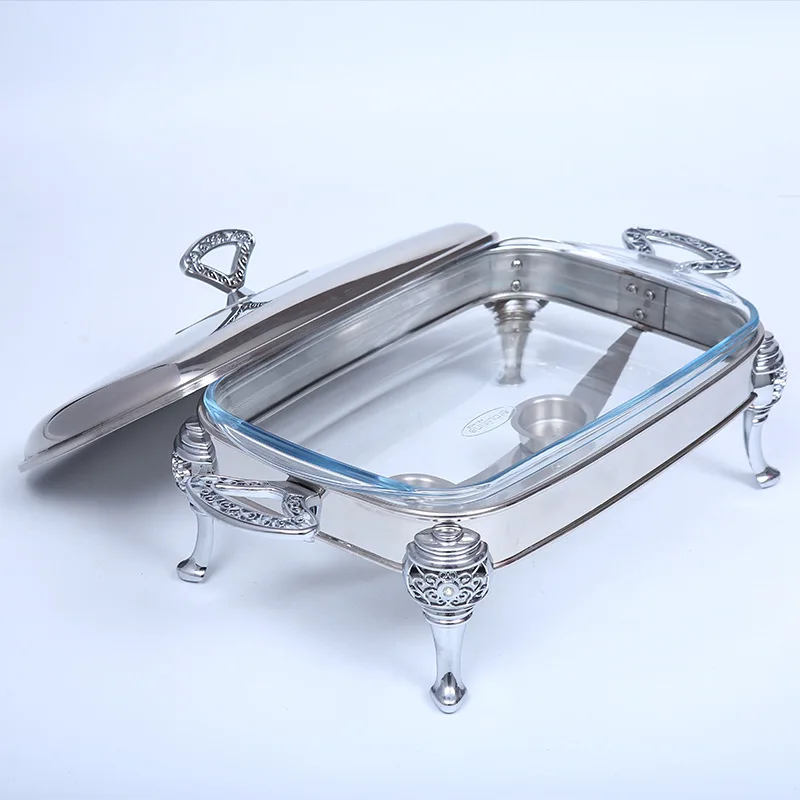 Stainless Steel Commercial Grilled Fish Stove Multi-functional High-grade Solid Alcohol Stove Heat-resistant Glass Buffet Stove
