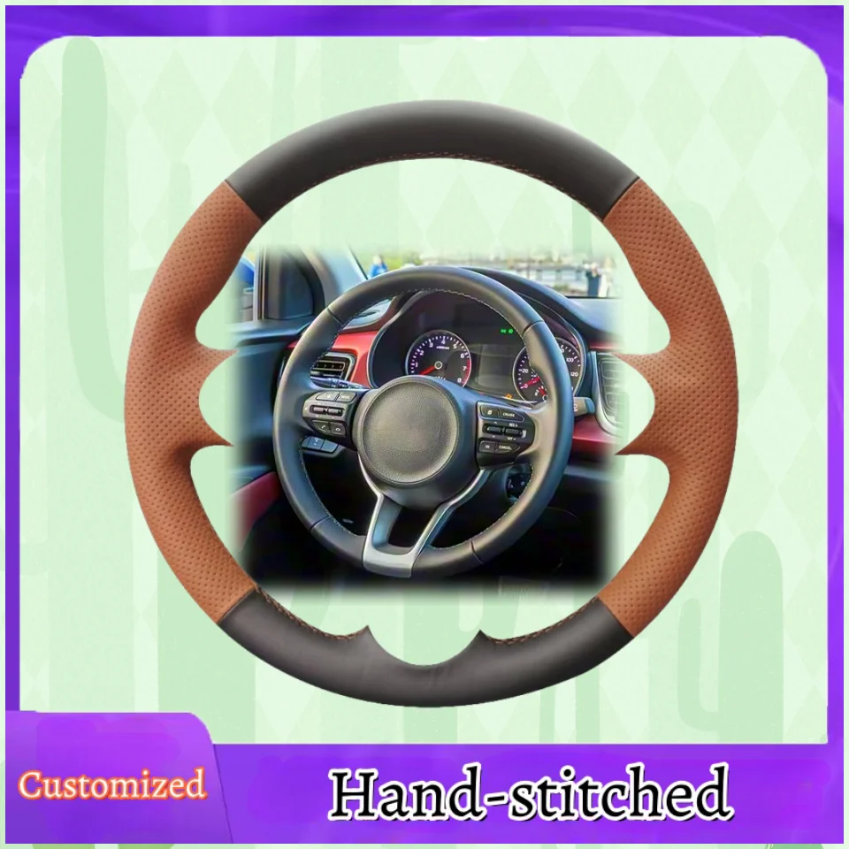 

Custom Hand-stitched Microfiber Leather Steering Wheel Cover Anti-slip For Kia Rio 2017 2018 2019 Rio5 2019 K2 2016 Picanto