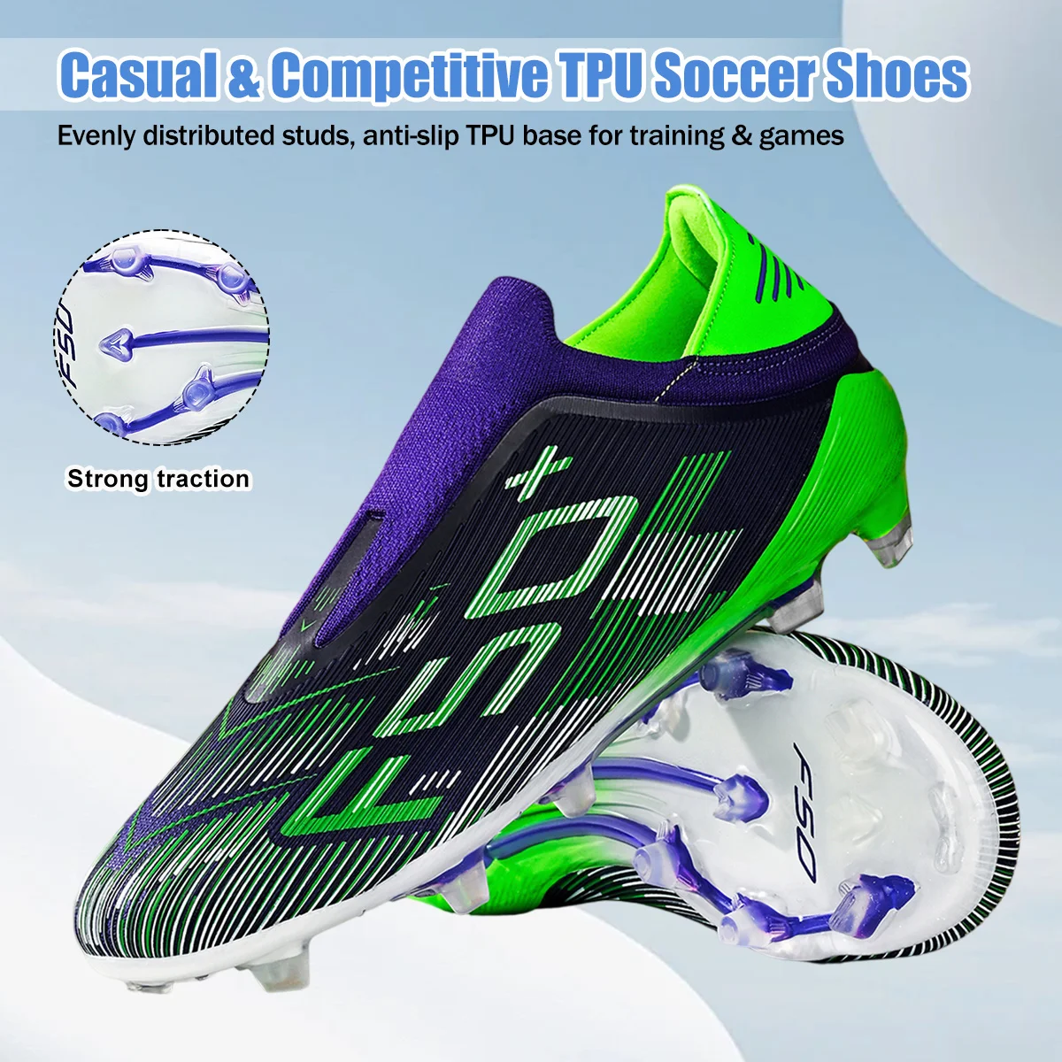 Unisex AG FG Football Shoes Durable Non Slip Studs Lightweight Soccer Cleats for Adult Players Outdoor Lawn Soccer - view 5