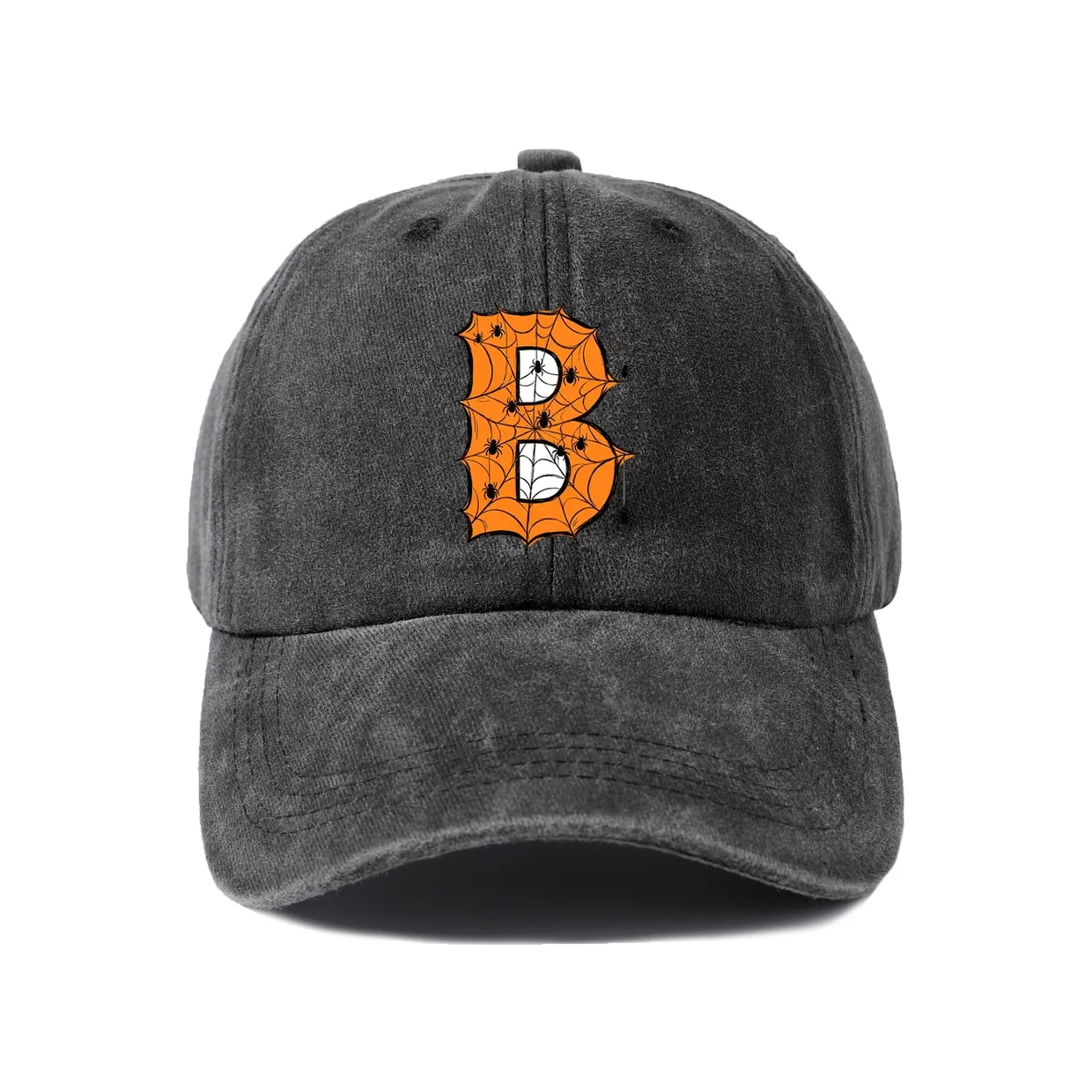 Halloween Letter B Graphic Baseball Cap, Vintage Washed Adjustable Unisex Dad Hat, Streetwear Gift