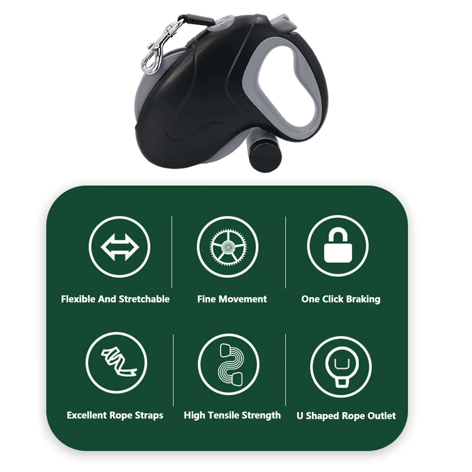 10-Meter Retractable Dog Leash with a 360° Tangle-Free, Non-Slip Handle and a Poop Bag Dispenser, Ideal for Outdoor Walks
