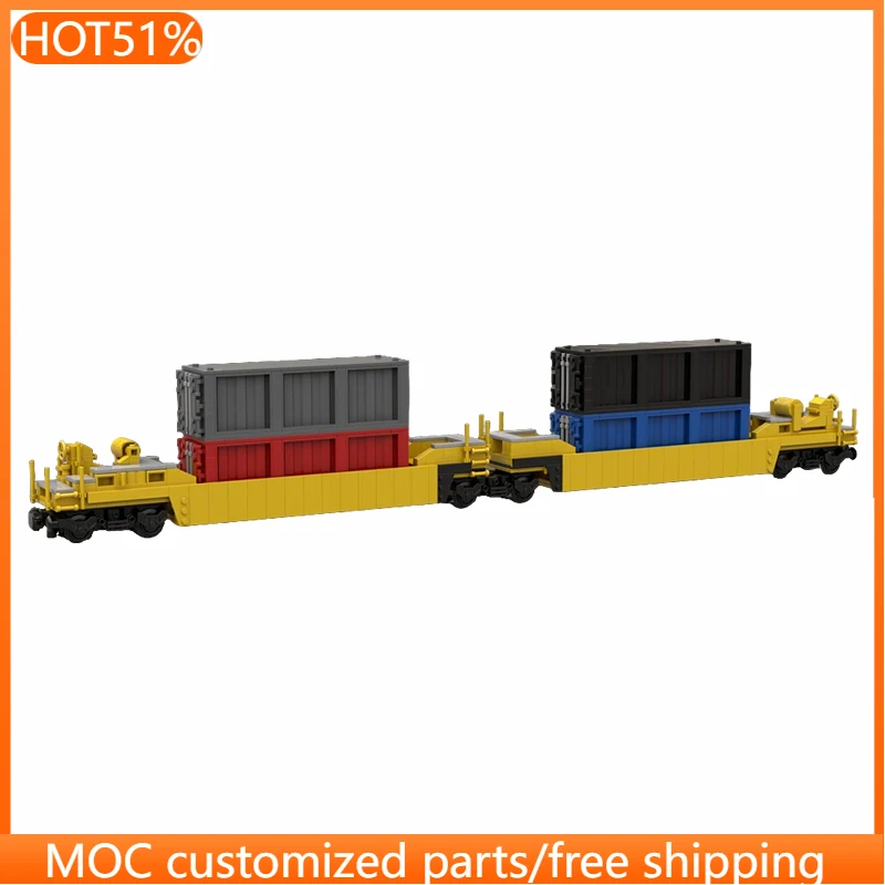 902 pièces, wagon de transport à double conteneur, MOC, blocs de construction modulaires personnalisables, design créatif, jouet éducatif DIY, cadeaux de vacances