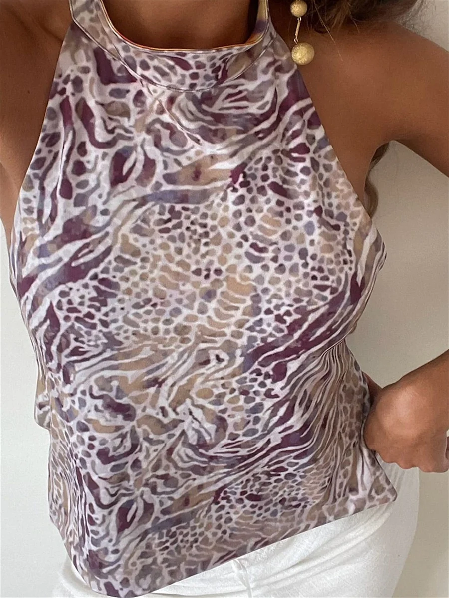 

Летний женский топ Y2K с цветочным принтом, на бретелях, без рукавов, с завязками, укороченный, в уличном стиле