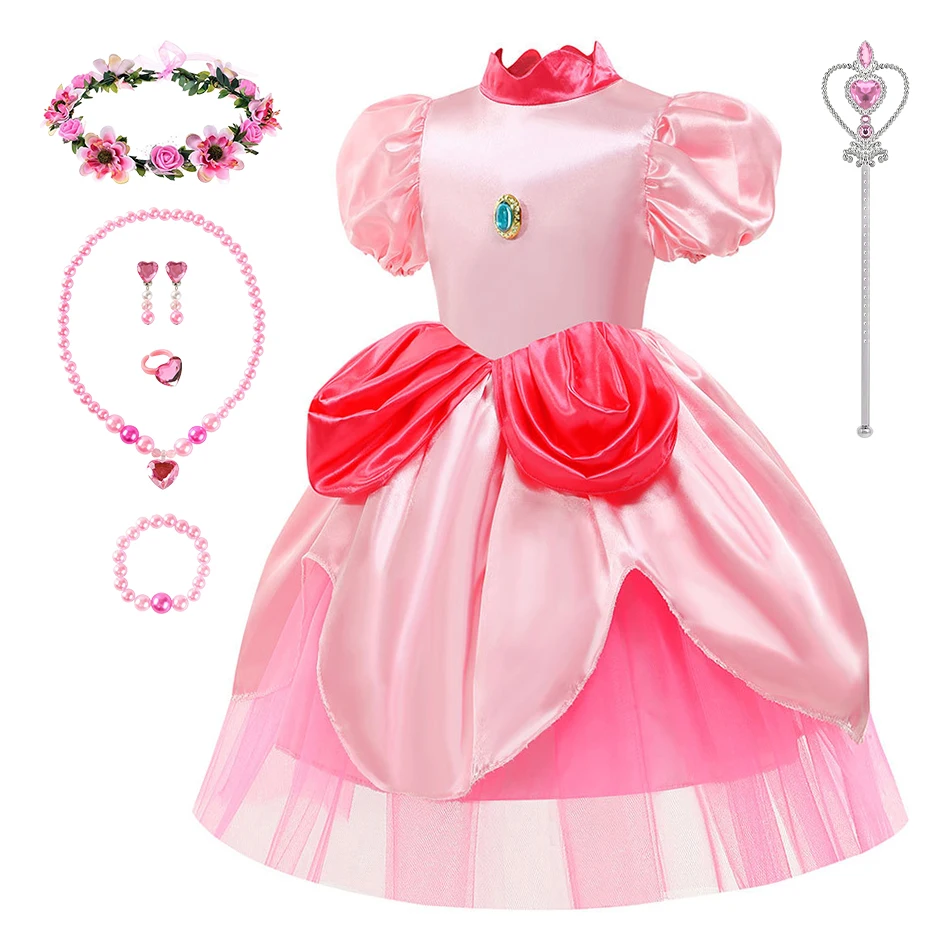 

Летние платья, детские рождественские костюмы для косплея из фильмов, карнавальное праздничное бальное платье на Хэллоуин для девочек, розовое персиковое платье принцессы