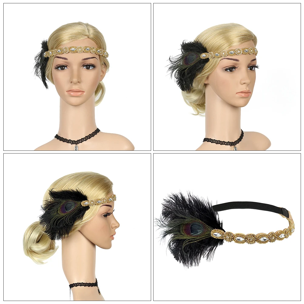 

1pcs Retro Vintage Headband Hair Ribbon Party Ornament Flapper Fascinator Bride Headwear for Women Lightweight Elegant