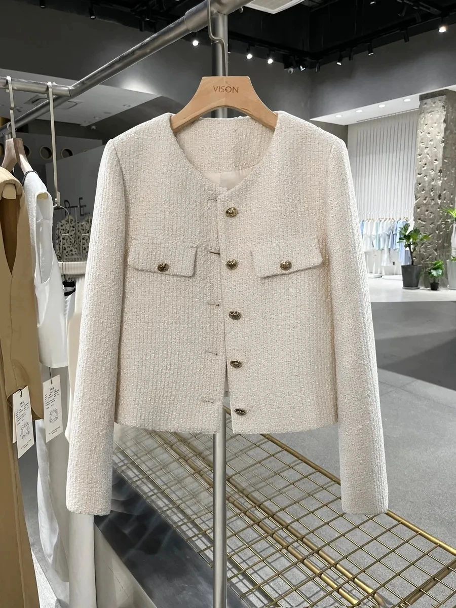 

Women Spring Autumn Tweed Cropped Suit Jacket Puffer Bomber Basic Female Blazers Coat Loose Outerwear