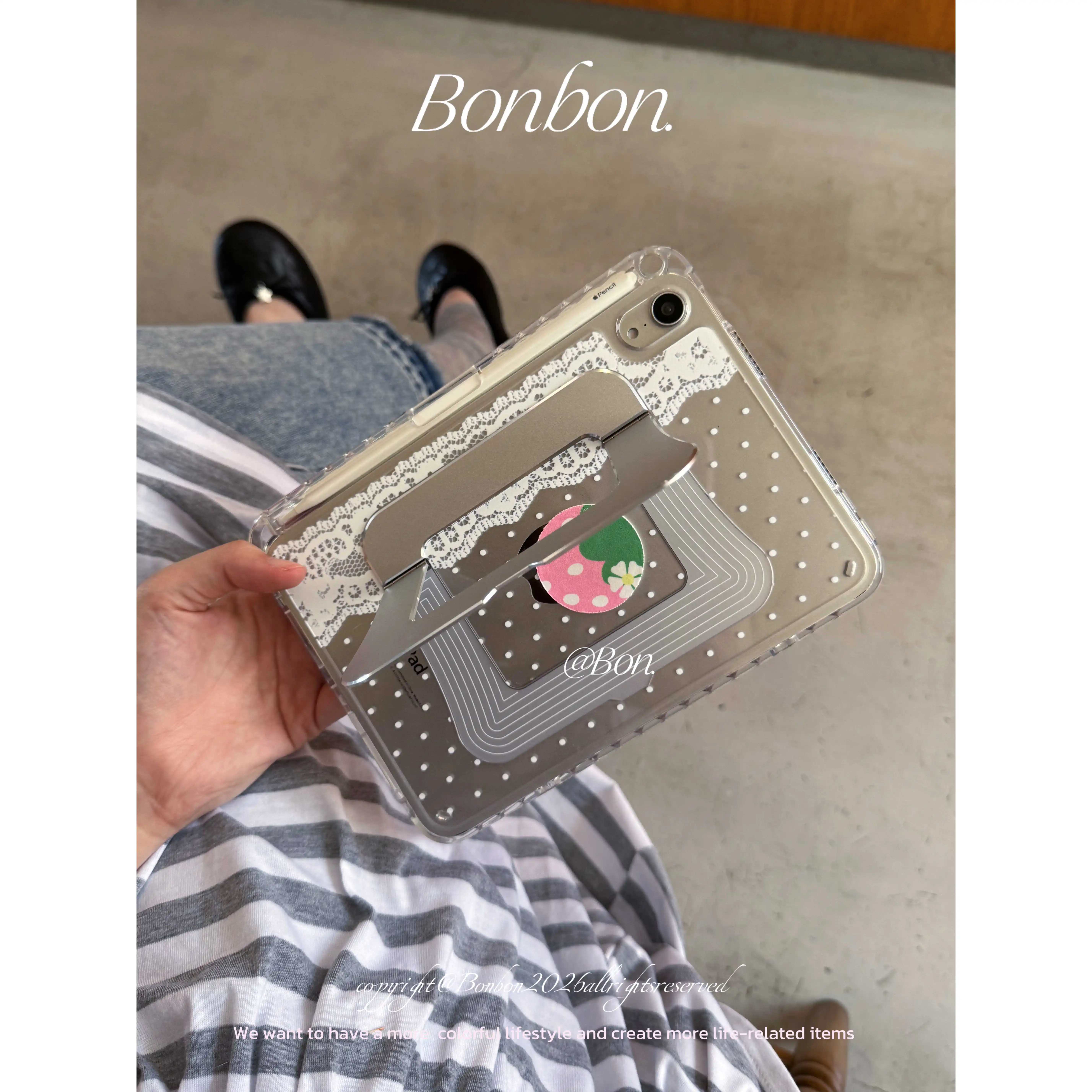 Ins Sweet Cool Lace Polka Dots Case For iPad Air 11 10th 11th A16 9th For iPad Pro 11 10.9in 12.9 M2 M3 M4 Mini 78 Pencil Holder