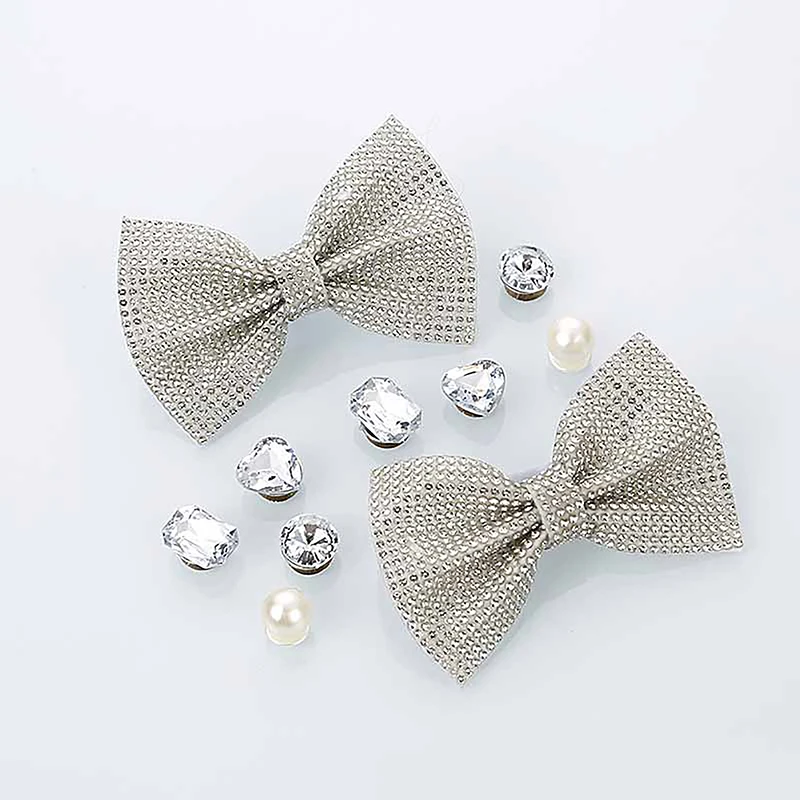 Girls Shoe Decoration DIY Snowflake Bowknot Crystal Diamond Combination Buckle Charms Accessories For Kid Party Gift