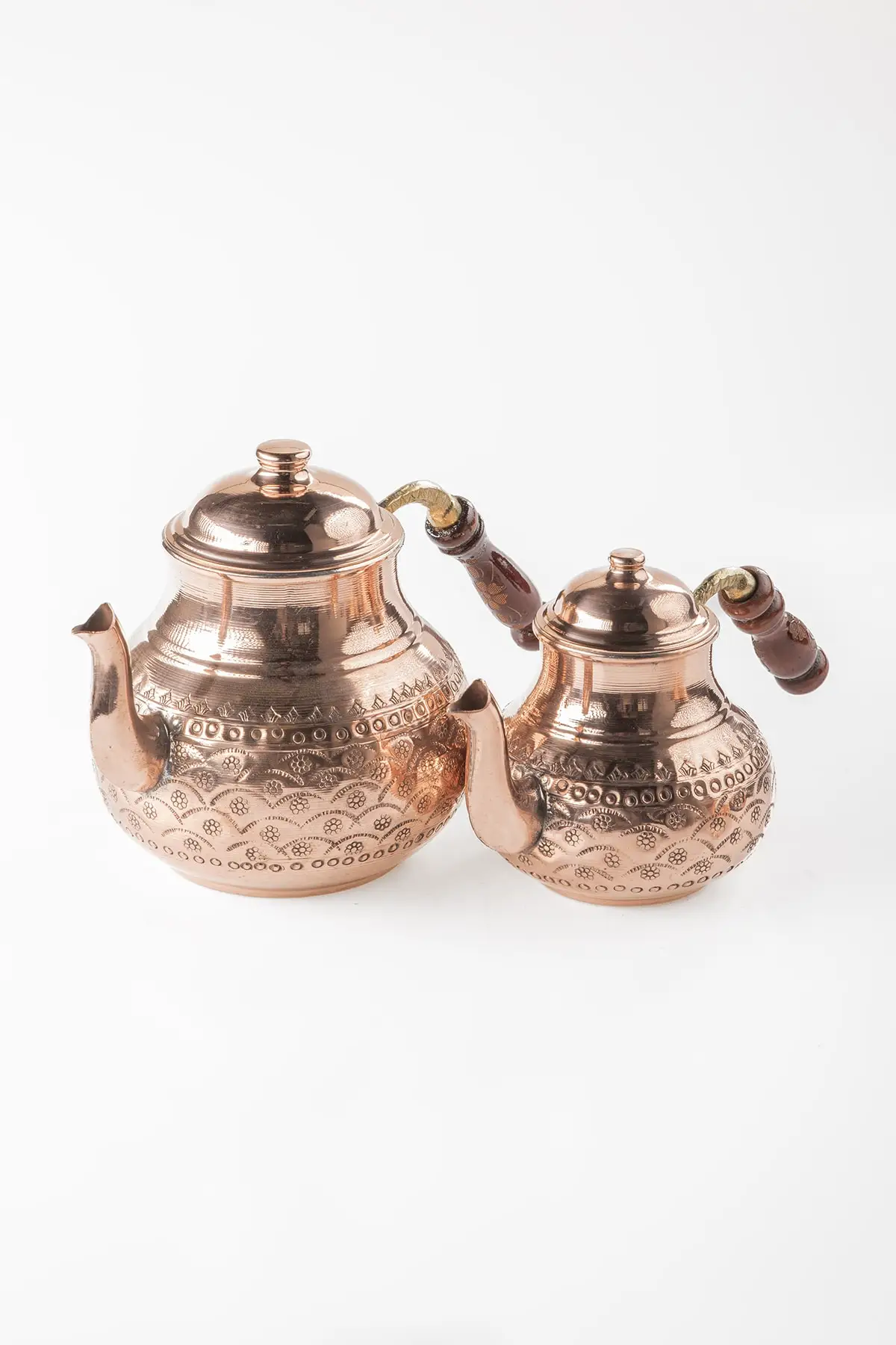 DOLBOVI Dmt Gaziantep copper Tea Pots Handmade and balcony set flower embroidered staple detailed Cooper Tea Pots Handmade