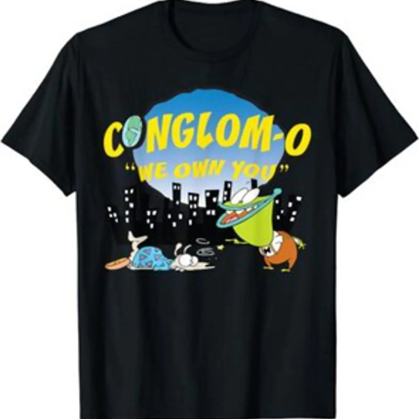 Camiseta negra Rocko's Modern Life Conglom o We Own You For Fan S 5XL vintage, ropa de diseñador con efecto lavado, estilo casual y elegante para hombre
