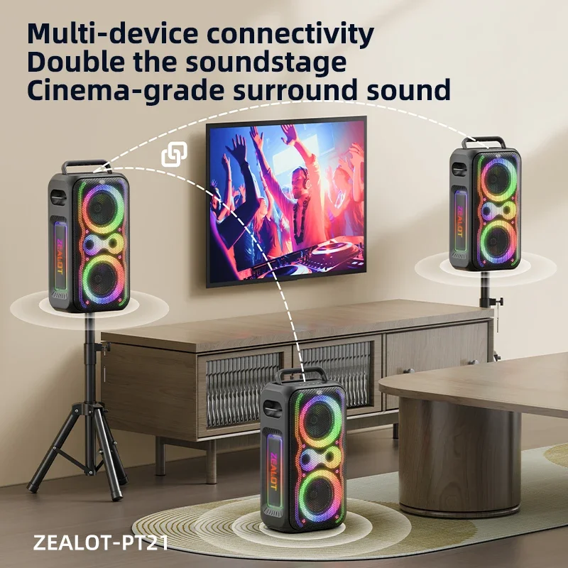 ZEALOT-PT21 200W Portable Bluetooth Speaker, Wireless Speaker IPX5