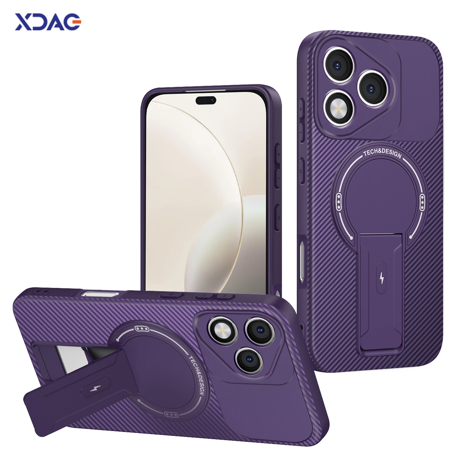 Magnetic Case for Honor 600 Lite 400 Lite Pro Smart 600Lite 400Lite 5G Carbon Fiber Texture Foldable Bracket Original Back Cover