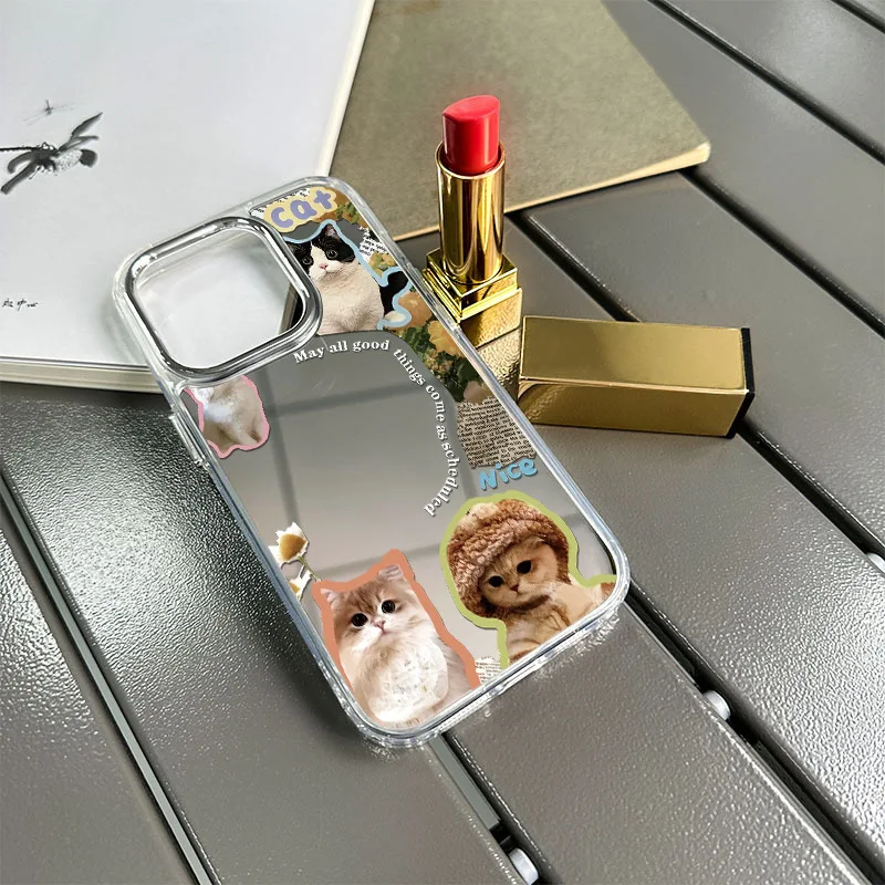 حافظة هاتف محمول على شكل قطة شهيرة مناسبة لهاتف آيفون 15 برو مناسبة لحافظة الهاتف المحمول للفتيات iPhone17 مع مرآة 16P #4