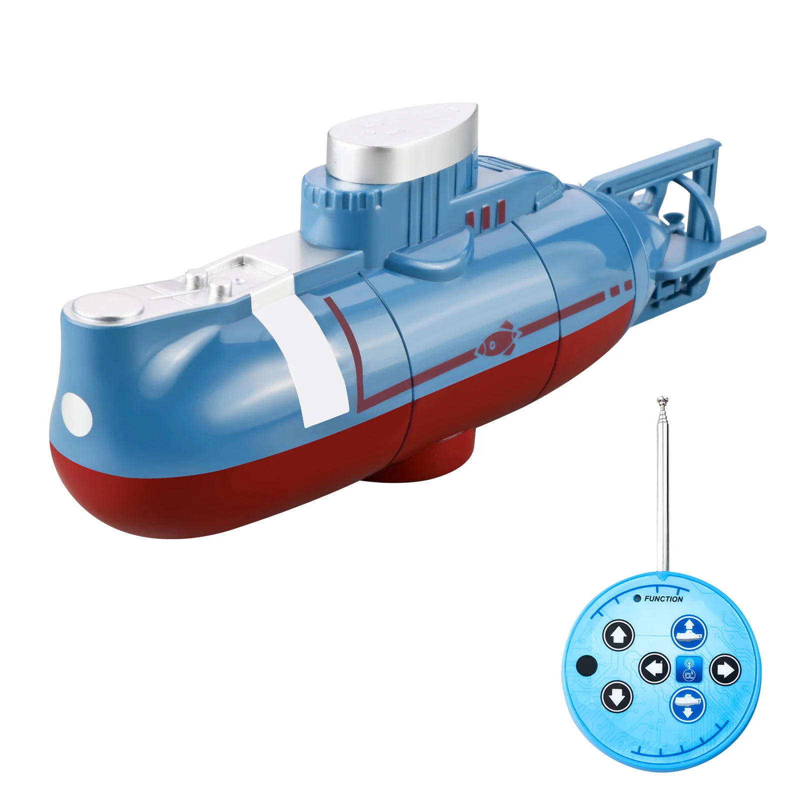 Mini submarino RC com velocidade de 0,1 m/s - modelo de simulação de barco de mergulho elétrico à prova d'água, presente de Natal/aniversário para crianças, meninos e meninas